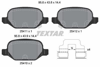 TEXTAR 2541101 Тормозные колодки и сигнализаторы  для FIAT 500X (Фиат 500x)
