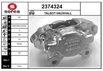 Тормозной суппорт EAI 2374324 для TALBOT AVENGER