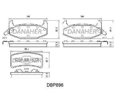 Комплект тормозных колодок, дисковый тормоз DANAHER DBP896 для OLDSMOBILE CUTLASS