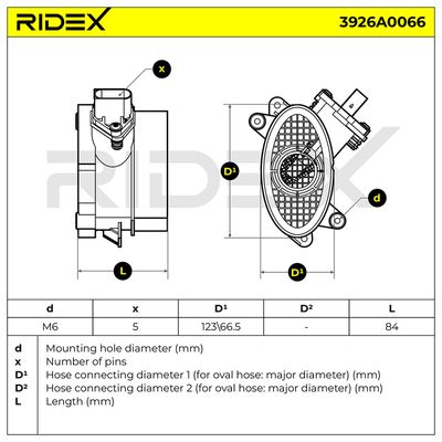въздухомер-измерител на масата на въздуха RIDEX 3926A0066