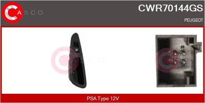 Выключатель, стеклолодъемник CASCO CWR70144GS для PEUGEOT 308