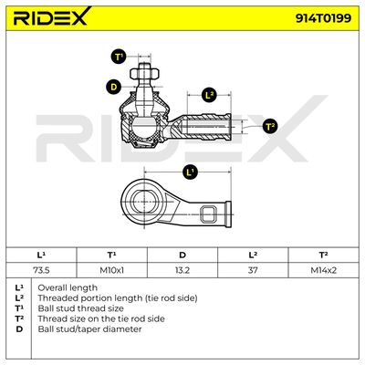 накрайник на напречна кормилна щанга RIDEX 914T0199