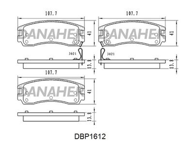 DANAHER DBP1612 Тормозные колодки и сигнализаторы  для CHEVROLET  (Шевроле Транс)