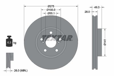 TEXTAR 92142003 Тормозные диски  для TOYOTA CORONA (Тойота Корона)