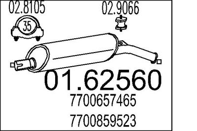 Глушитель выхлопных газов конечный MTS 01.62560 для RENAULT 4