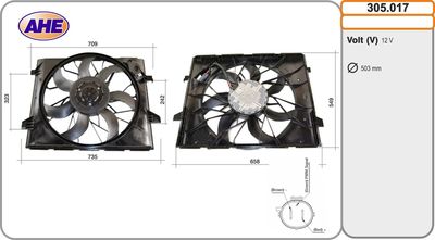 AHE 305.017 Вентилятор системы охлаждения двигателя для JEEP GRAND CHEROKEE IV (WK, WK2) 3.0 CRD V6 4x4 AHE 305.017 Вентилятор системы охлаждения двигателя для JEEP GRAND CHEROKEE IV (WK, WK2) 3.0 CRD V6 4x4
