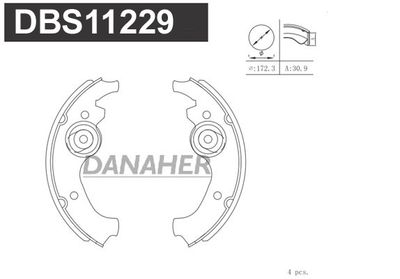 Комплект тормозных колодок DANAHER DBS11229 для FIAT 126