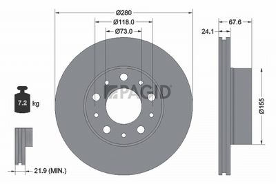 Tarcza hamulcowa PAGID 55751NC