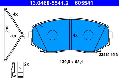 Комплект тормозных колодок, дисковый тормоз ATE 13.0460-5541.2 для MITSUBISHI ECLIPSE	CROSS