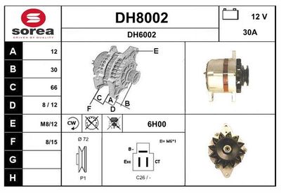 GENERATOR / ALTERNATOR SNRA DH8002