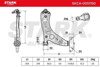 носач, окачване на колелата STARK SKCA-0051150