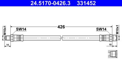 Тормозной шланг ATE 24.5170-0426.3 для MERCEDES-BENZ HECKFLOSSE
