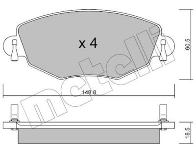 комплект спирачно феродо, дискови спирачки METELLI 22-0318-0
