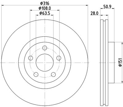Тормозной диск HELLA 8DD 355 133-101 для FORD S-MAX