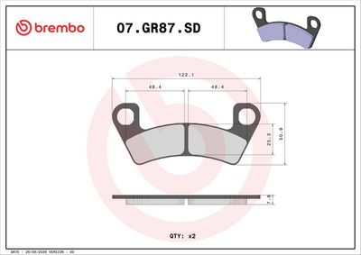 Komplet kočnih obloga, disk kočnica BREMBO PRIME - Sinter - SD 07GR87SD