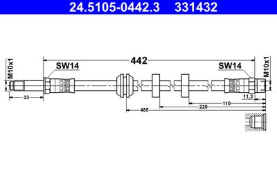 ATE 24.5105-0442.3 Тормозной шланг  для SEAT CORDOBA (Сеат Кордоба)
