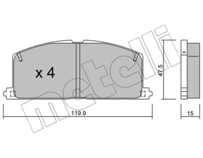 Комплект тормозных колодок, дисковый тормоз METELLI 22-0108-0 для TOYOTA PASEO