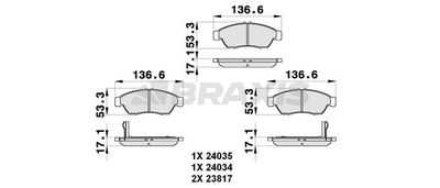 Комплект тормозных колодок, дисковый тормоз BRAXIS AB0298 для SUZUKI LIANA