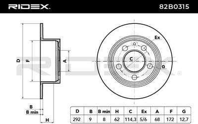 спирачен диск RIDEX 82B0315