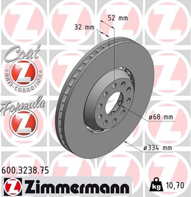 ZIMMERMANN 600.3238.75 Тормозные диски для VW PASSAT B5.5 Variant (3B6)