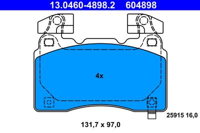 Комплект тормозных колодок, дисковый тормоз ATE 13.0460-4898.2 для CHEVROLET CAMARO