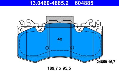 Комплект тормозных колодок, дисковый тормоз ATE 13.0460-4885.2 для LAND ROVER DISCOVERY
