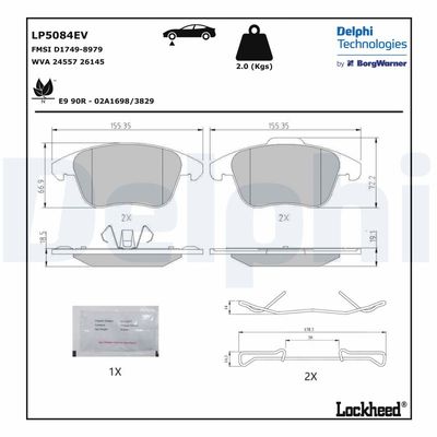 Bromsbeläggssats, skivbroms DELPHI LP5084EV