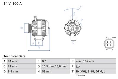 GENERATOR / ALTERNATOR BOSCH 0986082080