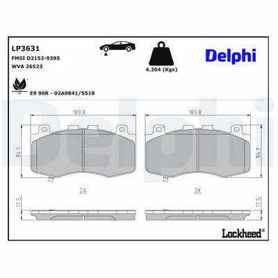 BREMSBELAGSATZ SCHEIBENBREMSE DELPHI LP3631