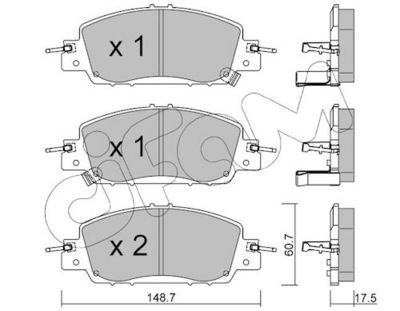 комплект спирачно феродо, дискови спирачки CIFAM 822-1362-0