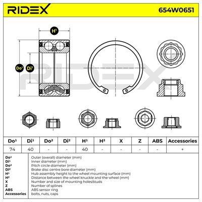 комплект колесен лагер RIDEX 654W0651