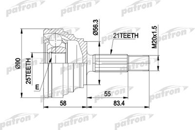 Шарнирный комплект, приводной вал PATRON PCV1204 для RENAULT 19