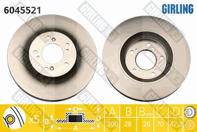 Тормозной диск GIRLING 6045521 для HONDA (GAC) ODYSSEY