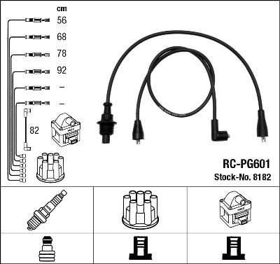 Комплект проводов зажигания NGK 8182 для PEUGEOT 405