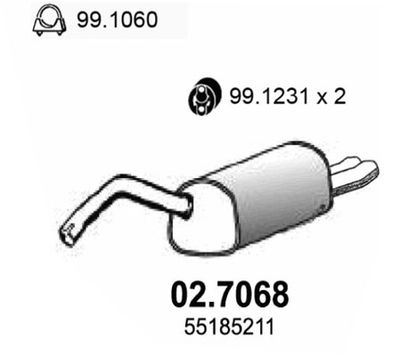 ASSO 02.7068 Глушитель выхлопных газов  для ALFA ROMEO 156 (932_) 2.4 JTD (932AXF00)