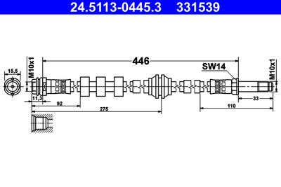 ATE 24.5113-0445.3 Тормозной шланг  для AUDI A7 (Ауди А7)