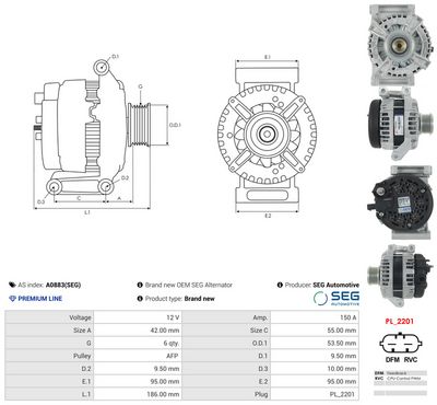 GENERATOR / ALTERNATOR AS-PL A0883SEG 4