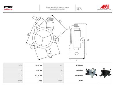 Vakuumpumpe, bremsesystem AUTOSTARTER P2001