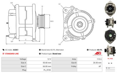 GENERATOR / ALTERNATOR AS-PL A3261 4
