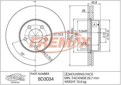 FREMAX BD-3034 Тормозные диски  для LINCOLN  (Линколн Тоwн)