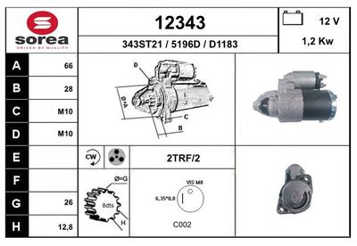 Стартер EAI 12343 для DODGE AVENGER