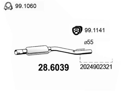 ASSO 28.6039 Глушитель выхлопных газов  для MERCEDES-BENZ C-CLASS T-Model (S202) C 230 T (202.083)
