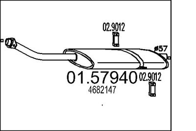 Средний глушитель выхлопных газов MTS 01.57940 для CHRYSLER VOYAGER