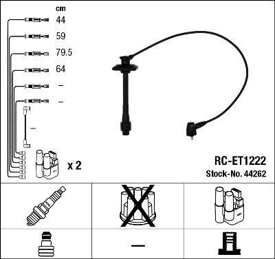 Комплект проводов зажигания NGK 44262 для TOYOTA RAV 4