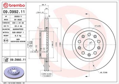 BREMSSCHEIBE BREMBO 09D99211 1
