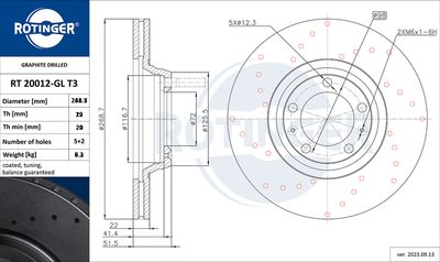 спирачен диск ROTINGER RT 20012-GL T3