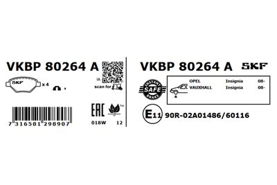 Brake Pad Set, disc brake VKBP 80264 A