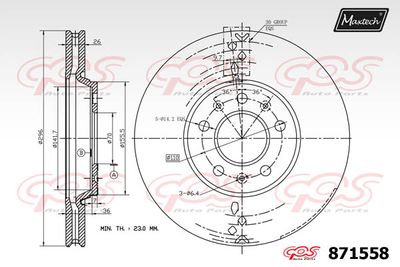 Тормозной диск MAXTECH 871558 для OPEL GT