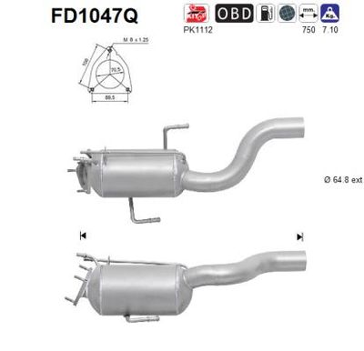 Filtr sadzy / filtr cząstek stałych, układ wydechowy AS 7L6254401HX