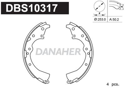 DANAHER DBS10317 Ремкомплект барабанных колодок  для TOYOTA PREVIA (Тойота Превиа)
